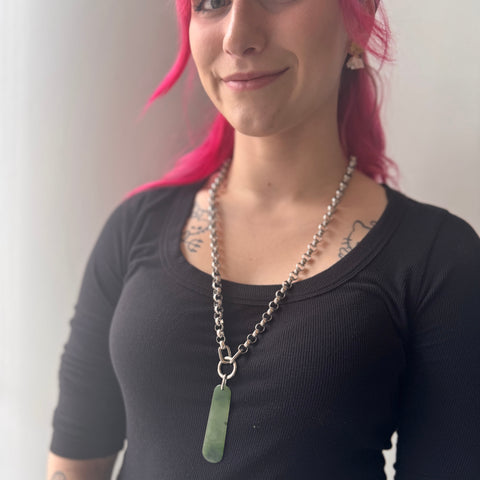MADÉ Pounamu Greenstone Ohaoha Necklace Silver